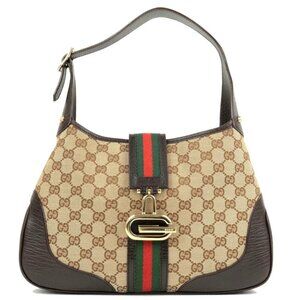 Gucci GG Jackie Sherry Web Canvas Shoulder Bag Charm Ophidia
